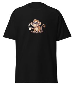 Monkey in Sunglasses Drinking Coffee Men’s T-shirt