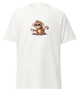Monkey in Sunglasses Drinking Coffee Men’s T-shirt