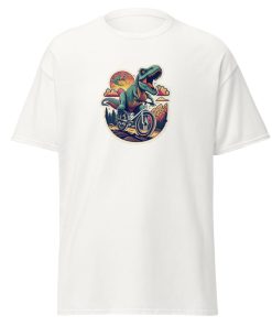 T-Rex Cyclist T-shirt – Dinosaur riding a bike