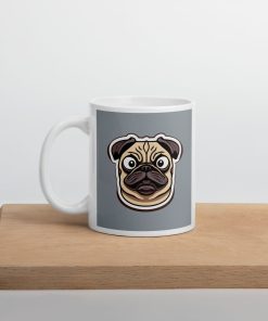 PUG MUG – cute grumpy pug face White glossy mug