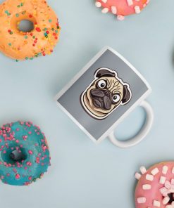 PUG MUG – cute grumpy pug face White glossy mug
