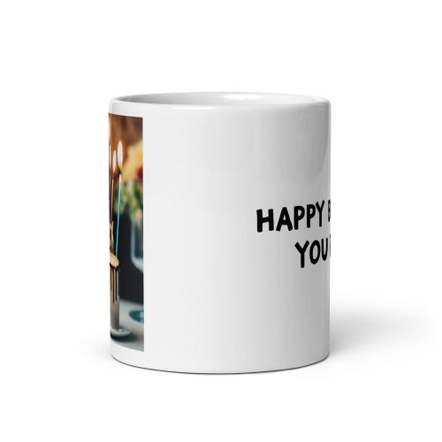 Happy Birthday You Prick Mug with birthday cake and candles