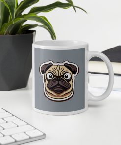 PUG MUG – cute grumpy pug face White glossy mug