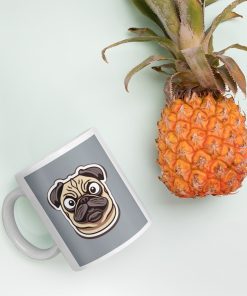 PUG MUG – cute grumpy pug face White glossy mug