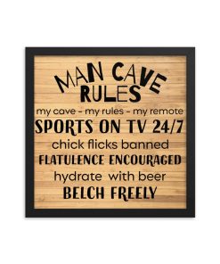 Man Cave Rules Framed Poster Sign