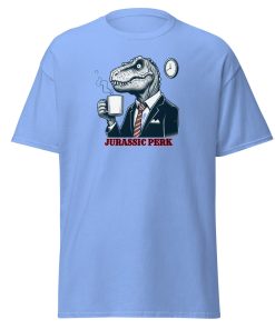 Jurassic Perk Men’s T-shirt – T-rex drinking a coffee