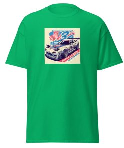 Car USA Flag Racing Car T-shirt Gift For Car Fans