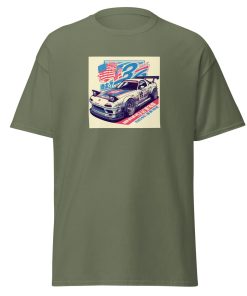 Car USA Flag Racing Car T-shirt Gift For Car Fans