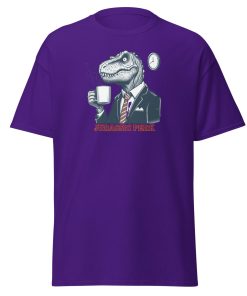 Jurassic Perk Men’s T-shirt – T-rex drinking a coffee