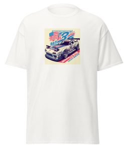 Car USA Flag Racing Car T-shirt Gift For Car Fans