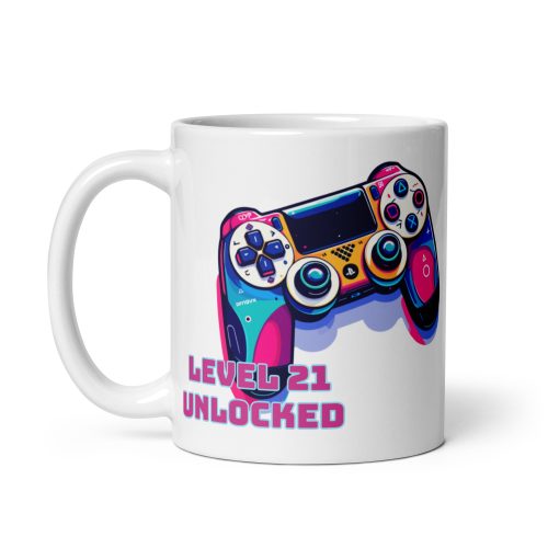 21st Birthday Mug Gift – Gaming Console Controller Level 21 Unlocked