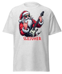 Rock Santa Sleigher T-shirt Design – Rock Music Father Christmas Guitar T-shirt