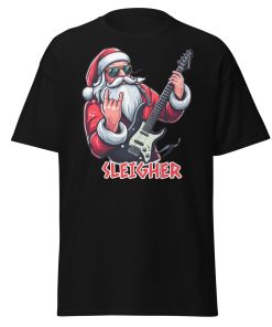 Rock Santa Sleigher T-shirt Design – Rock Music Father Christmas Guitar T-shirt