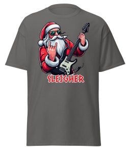 Rock Santa Sleigher T-shirt Design – Rock Music Father Christmas Guitar T-shirt