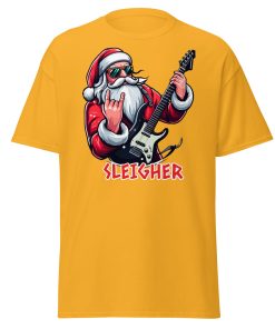 Rock Santa Sleigher T-shirt Design – Rock Music Father Christmas Guitar T-shirt