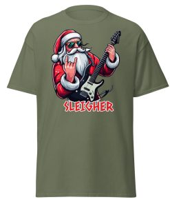 Rock Santa Sleigher T-shirt Design – Rock Music Father Christmas Guitar T-shirt
