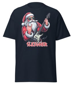 Rock Santa Sleigher T-shirt Design – Rock Music Father Christmas Guitar T-shirt