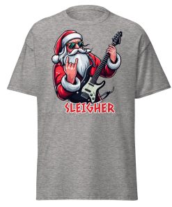 Rock Santa Sleigher T-shirt Design – Rock Music Father Christmas Guitar T-shirt