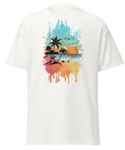 Beach Sunset Summer T-shirt Design Palm Trees