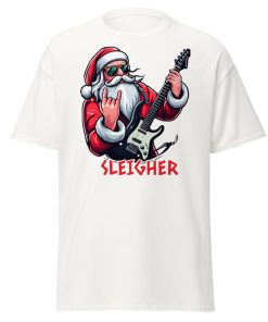 Rock Santa Sleigher T-shirt Design – Rock Music Father Christmas Guitar T-shirt