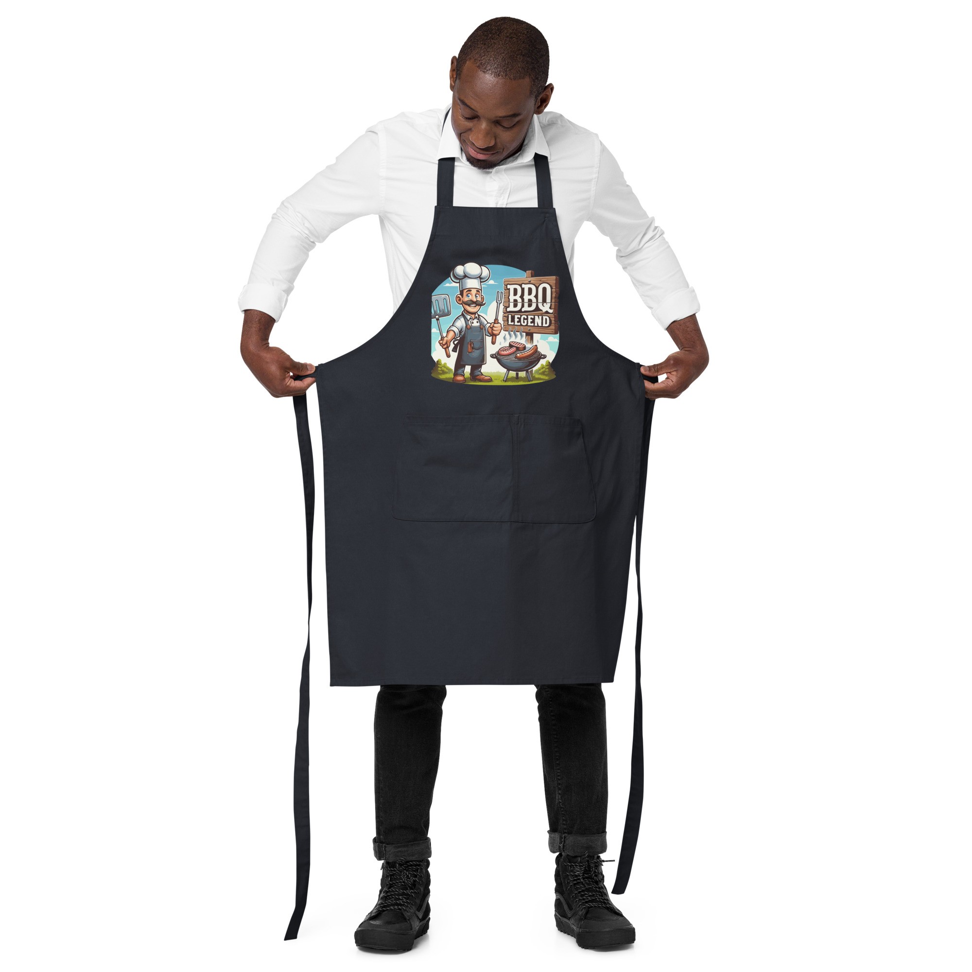 BBQ Legend – Organic Cotton Apron for men who love to Barbeque
