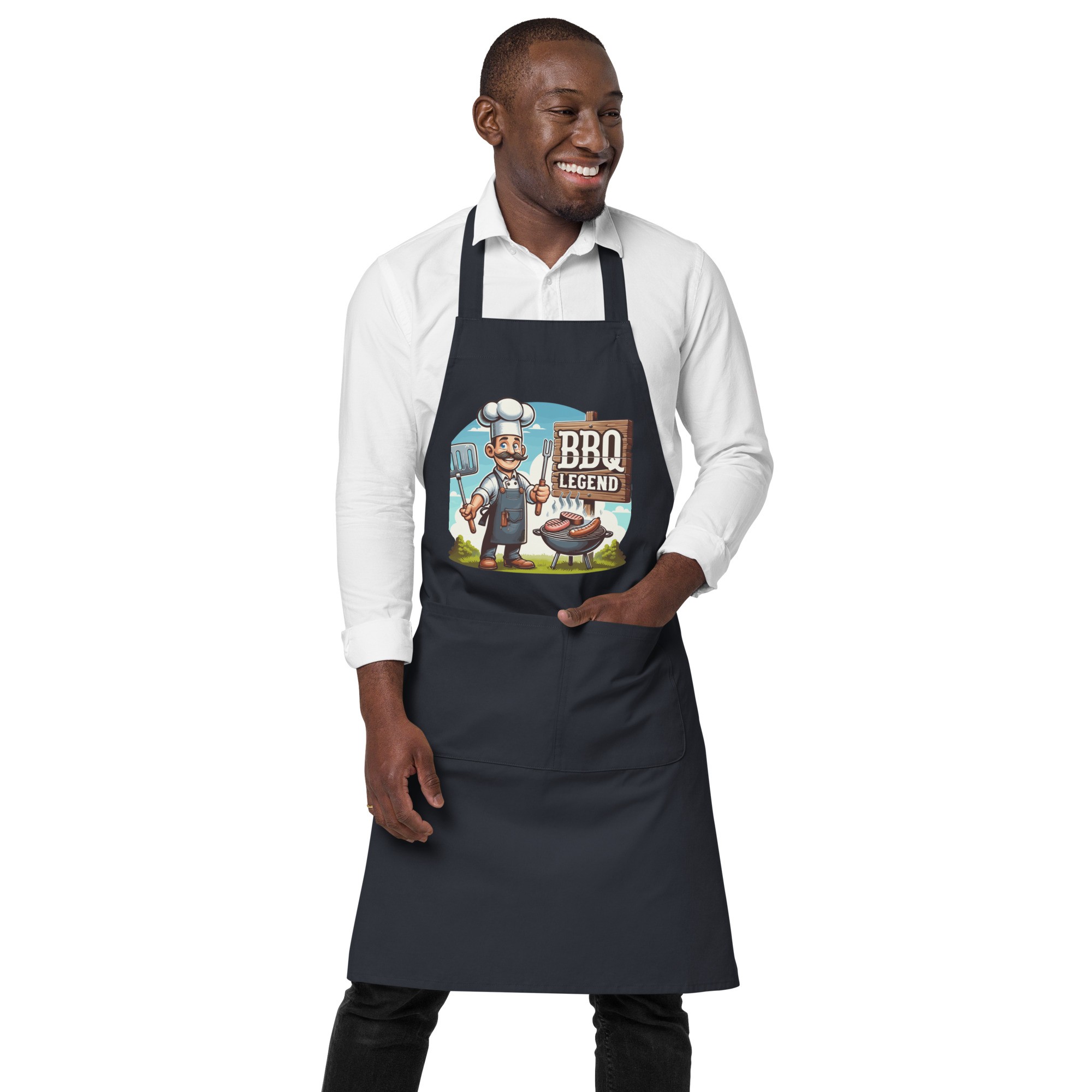 BBQ Legend – Organic Cotton Apron for men who love to Barbeque