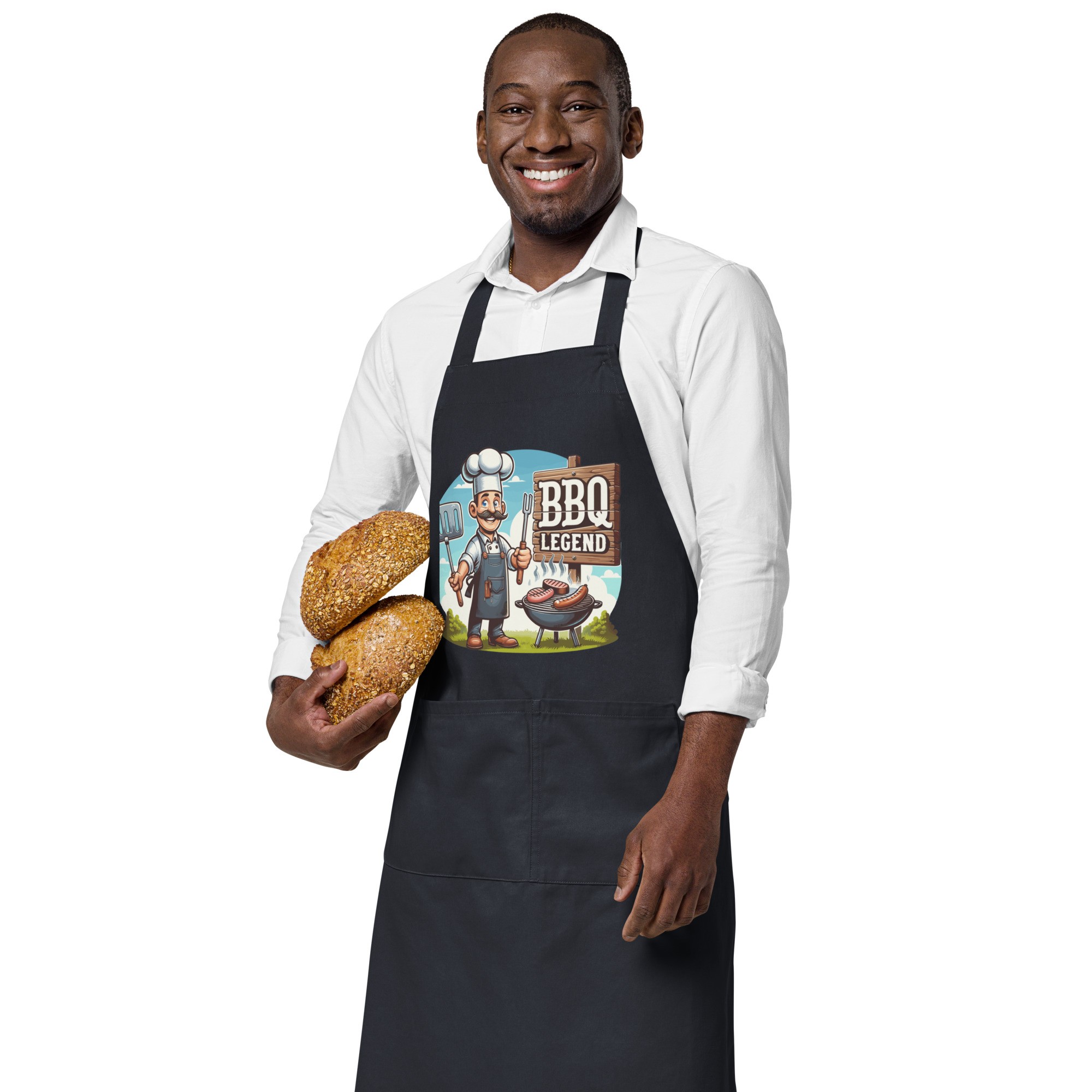 BBQ Legend – Organic Cotton Apron for men who love to Barbeque
