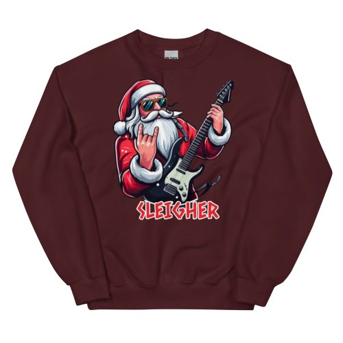 SLEIGHER Christmas Jumper: Santa’s Rockin’ Guitar Edition A Must-Have for Rock Fans