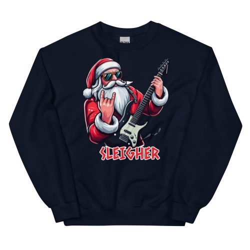 SLEIGHER Christmas Jumper: Santa’s Rockin’ Guitar Edition A Must-Have for Rock Fans