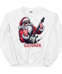 SLEIGHER Christmas Jumper: Santa’s Rockin’ Guitar Edition A Must-Have for Rock Fans