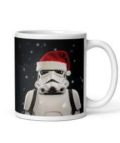 Stormtrooper in a Christmas Santa Hat Mug Space Wars Christmas Mug