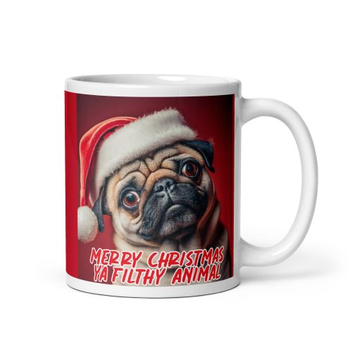 Merry Christmas Ya Filthy Animal Pug Mug – Santa Pug on a Mug