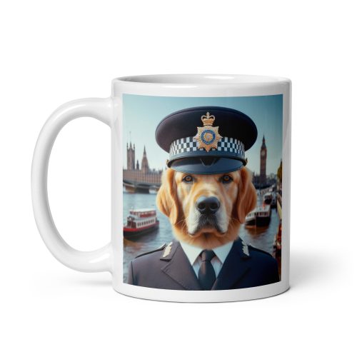 Golden Retriever Dog as an English Policeman in London Mug Gift