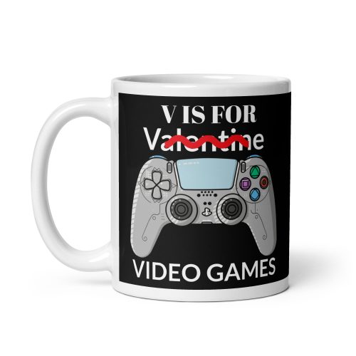 V is for Video Games Mug Fun Valentines Gift for Bloke
