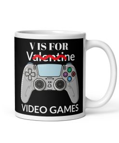 V is for Video Games Mug Fun Valentines Gift for Bloke