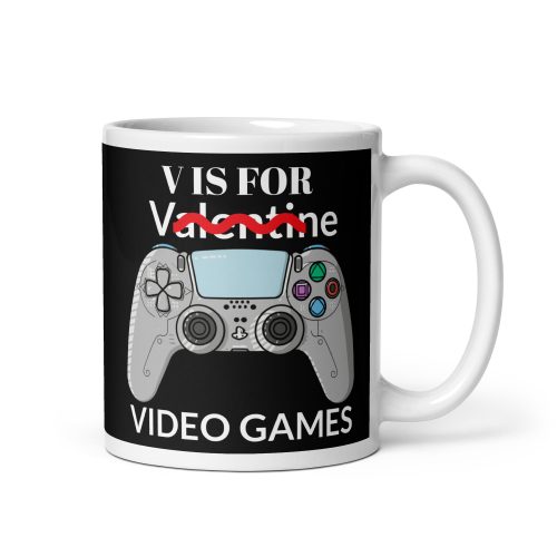 V is for Video Games Mug Fun Valentines Gift for Bloke