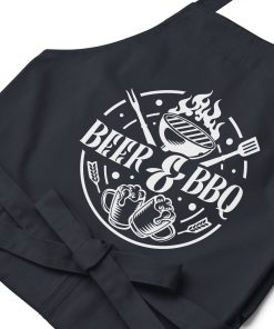 Beer & BBQ Apron Barbeque Present Organic cotton apron