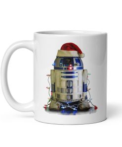 R2D2 Christmas Mug R2D2 in a Santa Hat and Lights Space Wars Mug