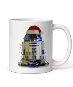 R2D2 Christmas Mug R2D2 in a Santa Hat and Lights Space Wars Mug