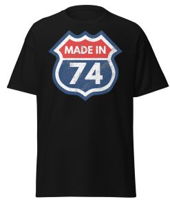 50th Birthday T-shirt Made in 74 Route Sign 1974