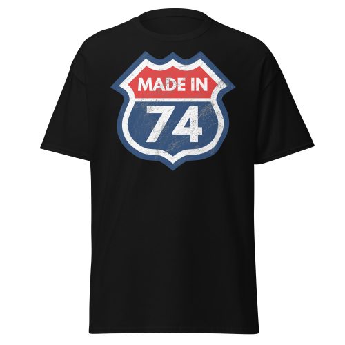 50th Birthday T-shirt Made in 74 Route Sign 1974