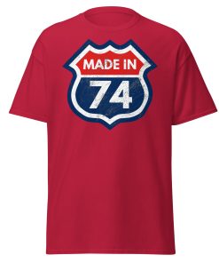 50th Birthday T-shirt Made in 74 Route Sign 1974