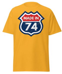 50th Birthday T-shirt Made in 74 Route Sign 1974