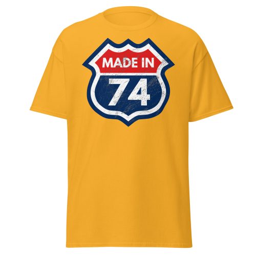 50th Birthday T-shirt Made in 74 Route Sign 1974