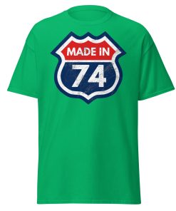50th Birthday T-shirt Made in 74 Route Sign 1974