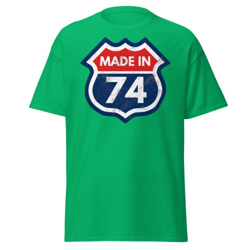 50th Birthday T-shirt Made in 74 Route Sign 1974