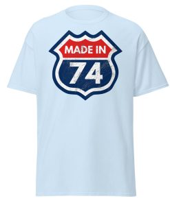 50th Birthday T-shirt Made in 74 Route Sign 1974