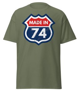 50th Birthday T-shirt Made in 74 Route Sign 1974