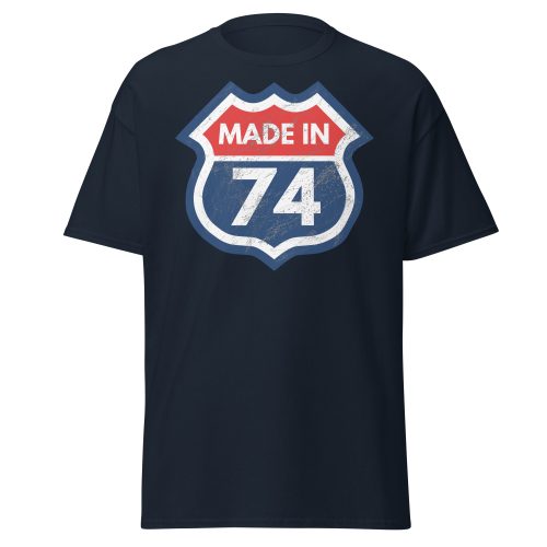 50th Birthday T-shirt Made in 74 Route Sign 1974