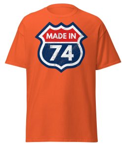 50th Birthday T-shirt Made in 74 Route Sign 1974
